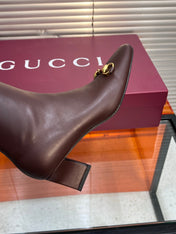 GUCCI 26S HORSEBIT KNEE-HIGH BOOTS 55 MM IN DARK BROWN CALFSKIN