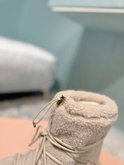 MIUMIU 26S ANKLE SNOW BOOTS IN BEIGE WOOL