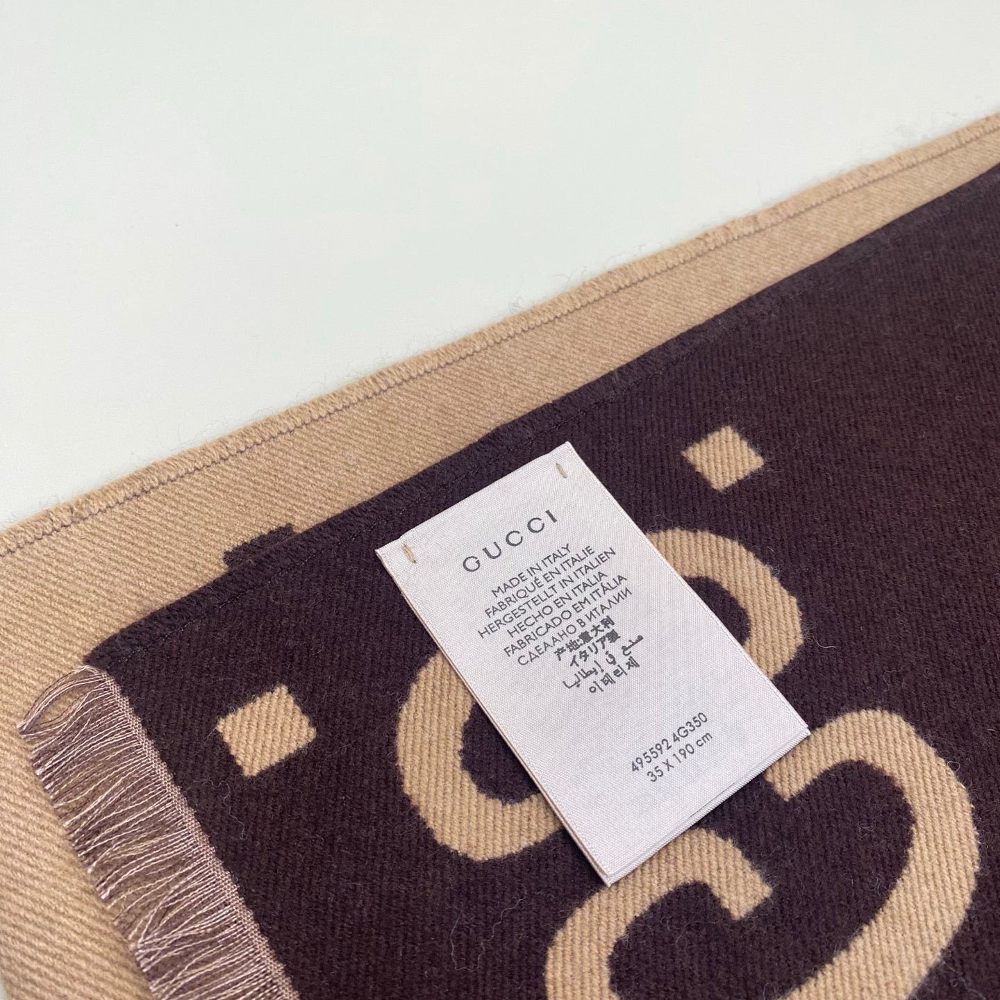 GUCCI 25S SCARF 190 IN WOOL SILK 742030