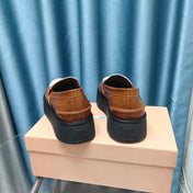 THICK-SOLED LOAFERS SHOES CARAMEL MIX WHITE COWHIDE