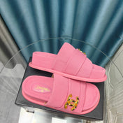 PLATFORM HEELS SANDALS IN LIGHT PINK WOOLEN FABRIC