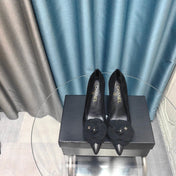 CC HIGH HEELS 80 MM IN BLACK SUEDE AND CALFSKIN WITH FLOWER