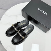 CC FLAT MULE 25S IN BLACK CALFSKIN STYLE 2