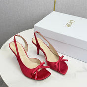 DIOR 26S HIGH-HEEL BACK-STRAP SHOES IN DARK RED SATIN
