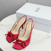 DIOR 26S HIGH-HEEL BACK-STRAP SHOES IN DARK RED SATIN