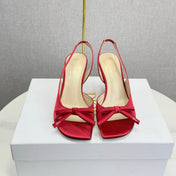 DIOR 26S HIGH-HEEL BACK-STRAP SHOES IN DARK RED SATIN