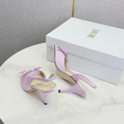 DIOR 26S HIGH-HEEL BACK-STRAP SHOES IN PALE DUSTY PINK SATIN