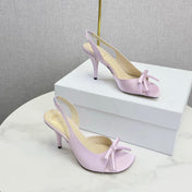 DIOR 26S HIGH-HEEL BACK-STRAP SHOES IN PALE DUSTY PINK SATIN