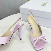 DIOR 26S HIGH-HEEL BACK-STRAP SHOES IN PALE DUSTY PINK SATIN