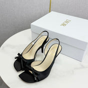 DIOR 26S HIGH-HEEL BACK-STRAP SHOES IN BLACK SATIN