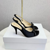 DIOR 26S HIGH-HEEL BACK-STRAP SHOES IN BLACK SATIN