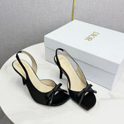 DIOR 26S HIGH-HEEL BACK-STRAP SHOES IN BLACK SATIN