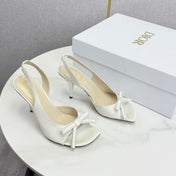 DIOR 26S HIGH-HEEL BACK-STRAP SHOES IN WHITE SATIN