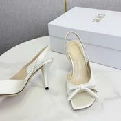 DIOR 26S HIGH-HEEL BACK-STRAP SHOES IN WHITE SATIN
