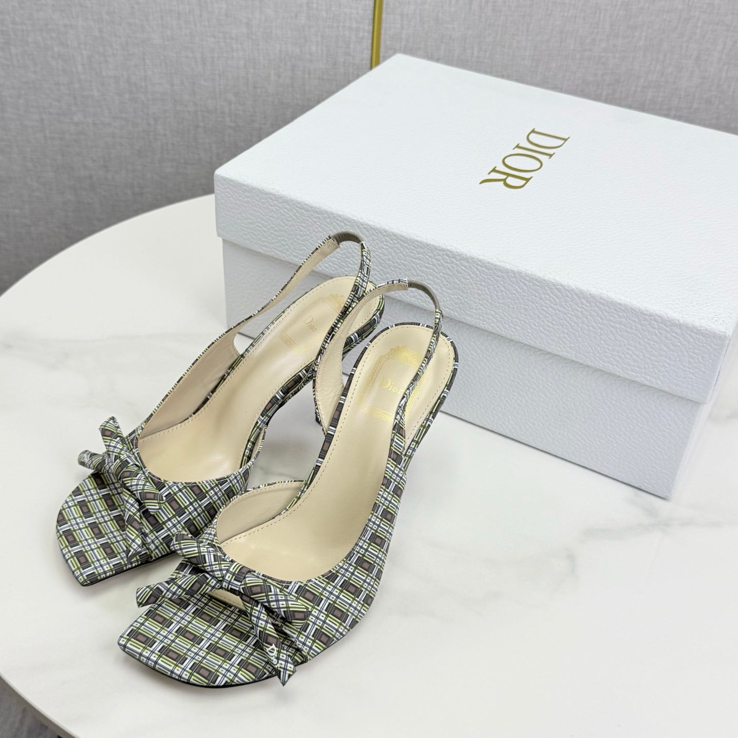 DIOR 26S HIGH-HEEL BACK-STRAP SHOES IN MULTICOLOR FABRIC