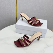 DIOR 26S 30 MONTAIGNE HIGH-HEELED IN BURGUNDY RED CALFSKIN GOLD HARDWARE