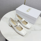 DIOR 26S MARY JANE HIGH HEELS 40MM IN WHITE PATENT CALFSKIN GOLD HARDWARE