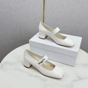 DIOR 26S MARY JANE HIGH HEELS 40MM IN WHITE PATENT CALFSKIN GOLD HARDWARE