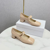 DIOR 26S MARY JANE HIGH HEELS 40MM IN NUDE PATENT CALFSKIN GOLD HARDWARE