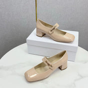 DIOR 26S MARY JANE HIGH HEELS 40MM IN NUDE PATENT CALFSKIN GOLD HARDWARE