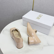 DIOR 26S MARY JANE HIGH HEELS 40MM IN NUDE PATENT CALFSKIN GOLD HARDWARE