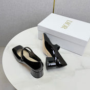 DIOR 26S MARY JANE HIGH HEELS 40MM IN BLACK PATENT CALFSKIN GOLD HARDWARE
