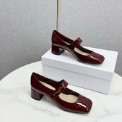 DIOR 26S MARY JANE HIGH HEELS 40MM IN WINE RED PATENT CALFSKIN GOLD HARDWARE