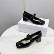 DIOR 26S MARY JANE HIGH HEELS 40MM IN BLACK PATENT CALFSKIN GOLD HARDWARE