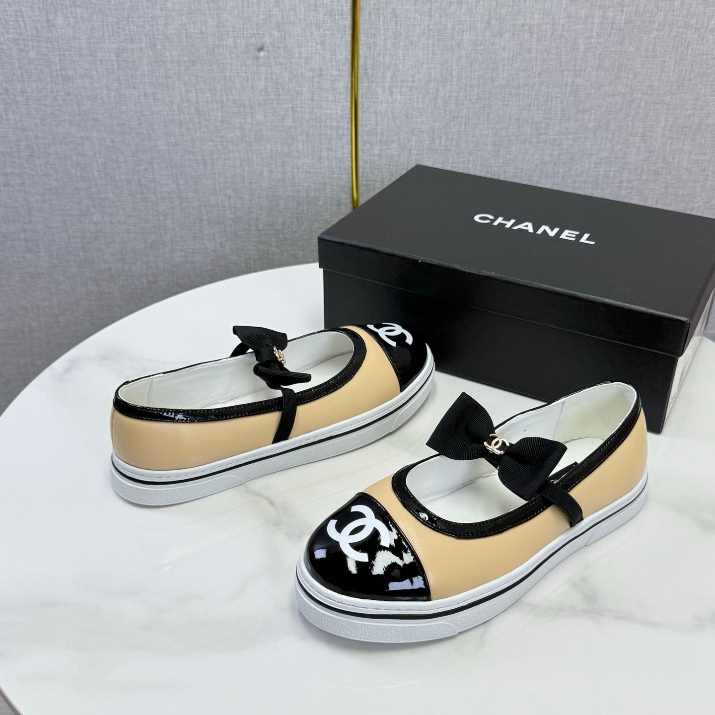CHANEL 26S MARY JANE SNEAKERS IN BEIGE CALFSKIN