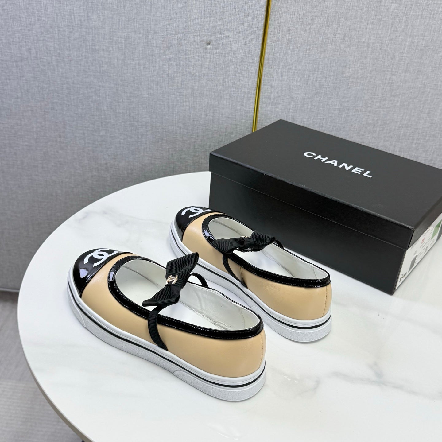 CHANEL 26S MARY JANE SNEAKERS IN BEIGE CALFSKIN