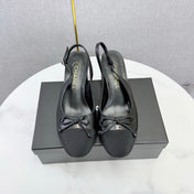 CHANEL 26S SLINGBACK HEELS 45 MM IN BLACK LAMBSKIN AND FABRIC