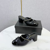 CHANEL 26S HIGH HEEL MULES 45 MM IN BLACK LAMBSKIN