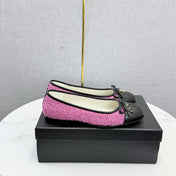 CHANEL 26S BALLET FLATS IN DARK PINK TWEED AND LAMBSKIN