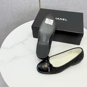CHANEL 26S BALLET FLATS IN BLACK TWEED AND LAMBSKIN