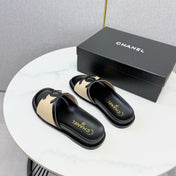 CHANEL 26S ICONIC CC SLIDES IN BEIGE LAMBSKIN