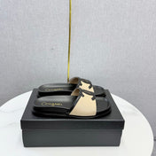 CHANEL 26S ICONIC CC SLIDES IN BEIGE LAMBSKIN