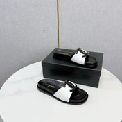 CHANEL 26S ICONIC CC SLIDES IN WHITE LAMBSKIN