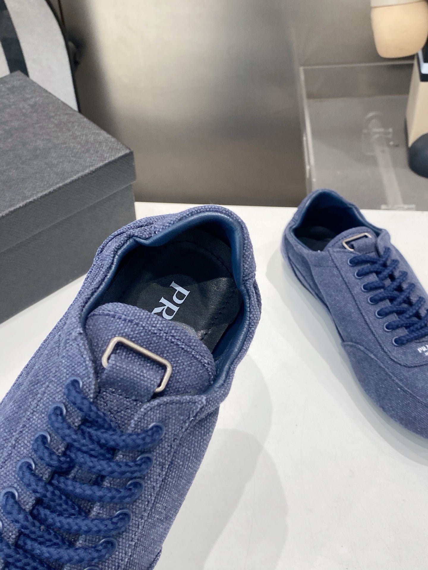 PRADA 26S SNEAKERS IN DARK BLUE FABRIC