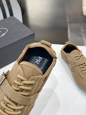 PRADA 26S SNEAKERS IN BROWN FABRIC SILVER HARDWARE