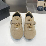 PRADA 26S SNEAKERS IN LIGHT BROWN FABRIC SILVER HARDWARE