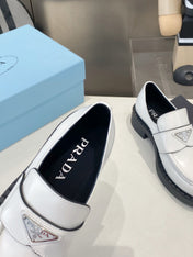 PRADA 26S LOAFERS IN WHITE CALFSKIN WITH LOGO