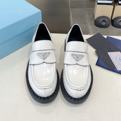 PRADA 26S LOAFERS IN WHITE CALFSKIN WITH LOGO