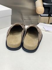 THE ROW 26S KNOT DETAIL MULE LOAFERS IN TAUPE BROWN SUEDE