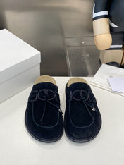 THE ROW 26S KNOT DETAIL MULE LOAFERS IN BLACK SUEDE