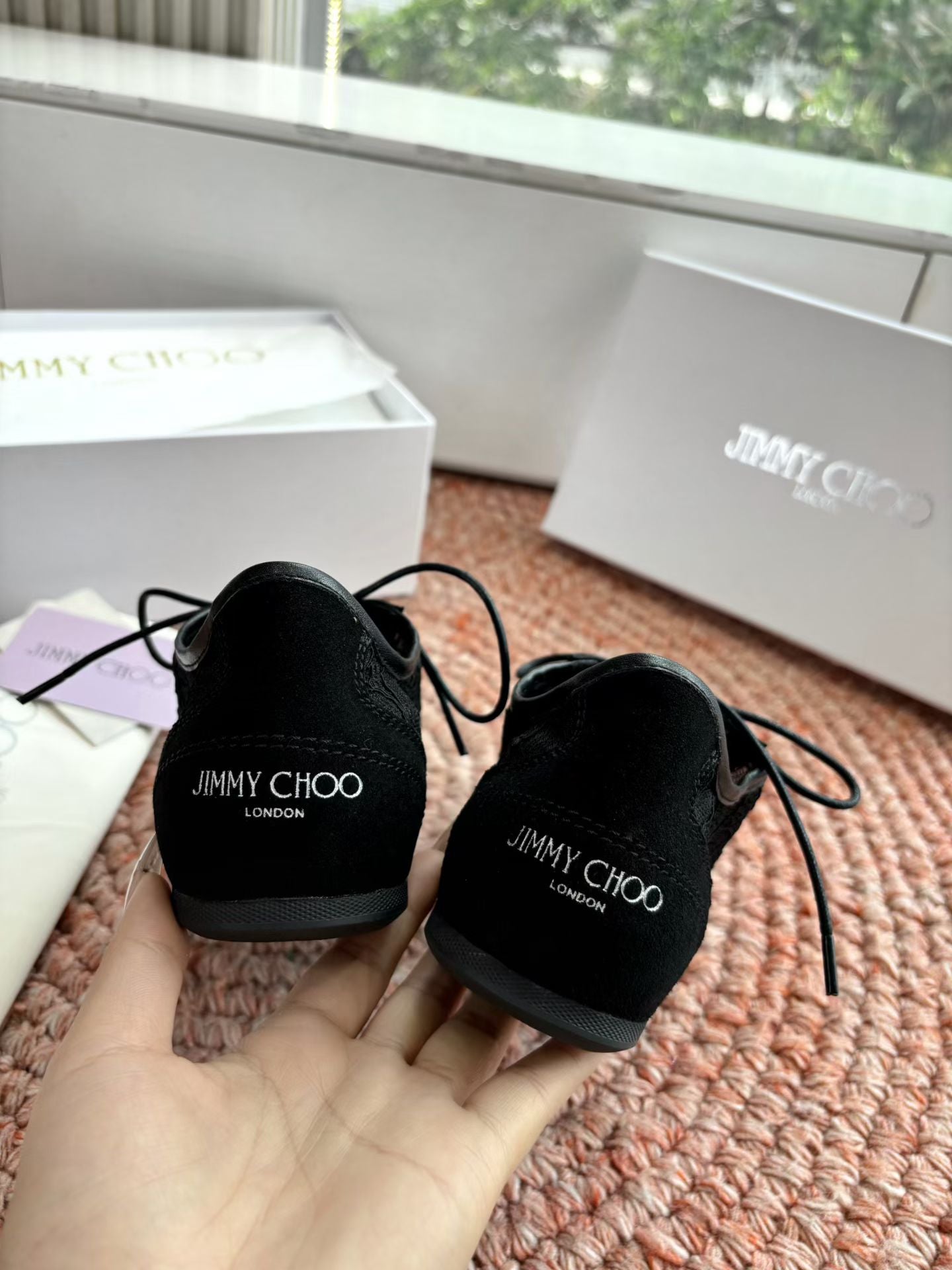 JIMMY CHOO 26S SNEAKERS IN BLACK MESH AND SUEDE