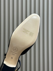 CC SLINGBACK 25S IN BLACK MIX GOLD LAMBSKIN