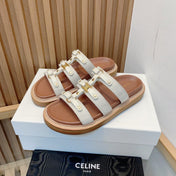 TIPPI SLIDE IN CANVAS & CALFSKIN NATURAL WHITE