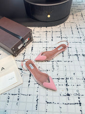 ALAIA FLAT SLINGBACK IN ROSE PINK PATENT CALFSKIN AND FILM