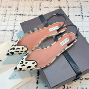 ALAIA FLAT SLINGBACK IN BLACK MIX WHITE PATENT CALFSKIN AND FILM