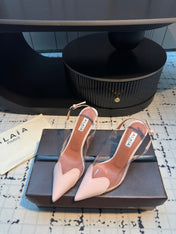 ALAIA HIGH SLINGBACK 25S 90 MM IN LIGHT PINK CALFSKIN